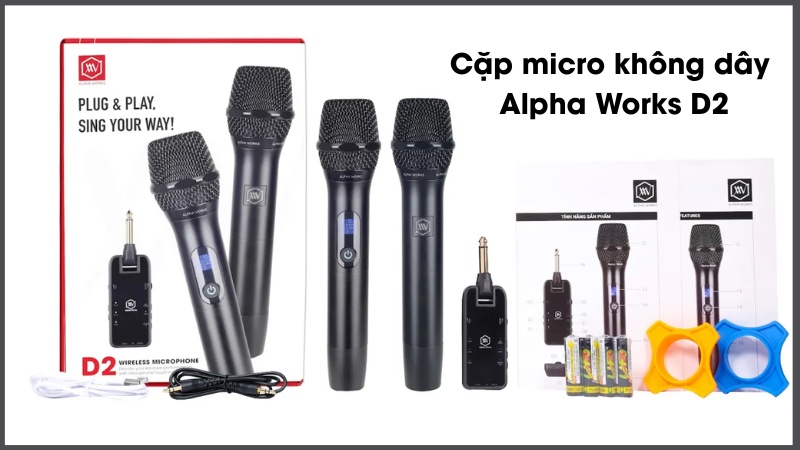 Cặp micro kh&ocirc;ng d&acirc;y Alpha Works D2