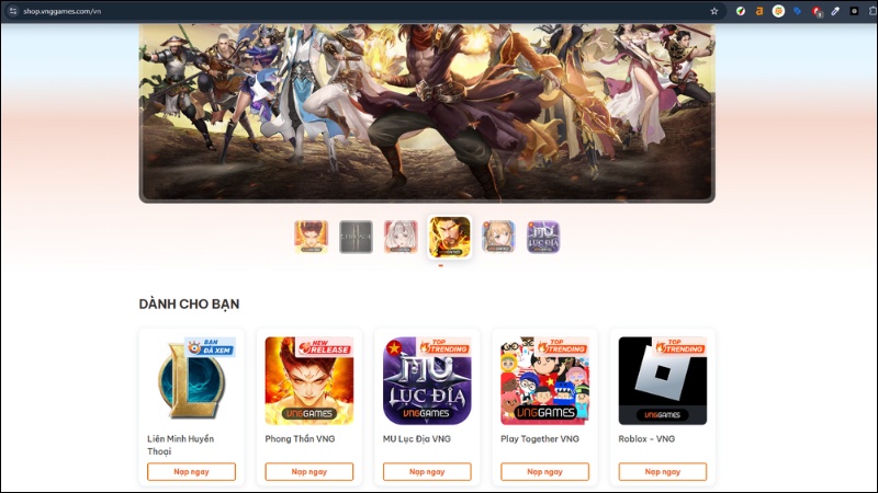 Website ch&iacute;nh thức của VNG