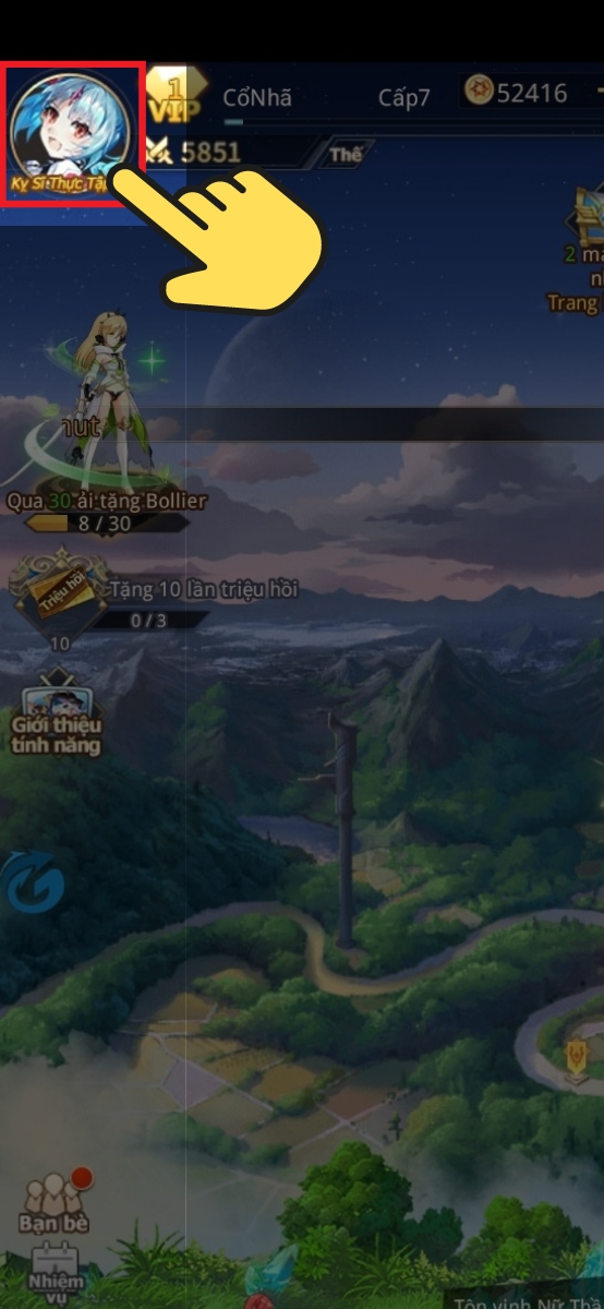 Chọn Ảnh đại diện (g&oacute;c tr&aacute;i tr&ecirc;n m&agrave;n h&igrave;nh)