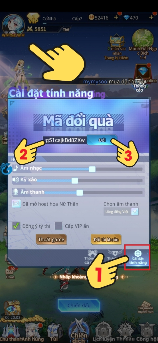 Nhập code v&agrave; nhận qu&agrave;