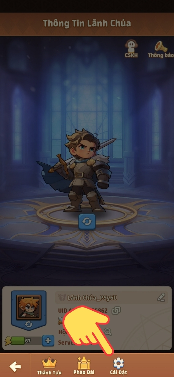 Chọn C&agrave;i đặt (cạnh dưới m&agrave;n h&igrave;nh)