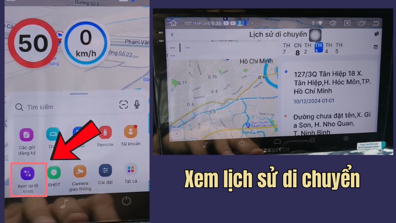 Xem lịch sử di chuyển Xem lịch sử di chuyển