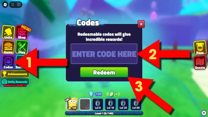 Nhập code > Nhấn Redeem để nhận quà. Nhập code > Nhấn Redeem để nhận quà.