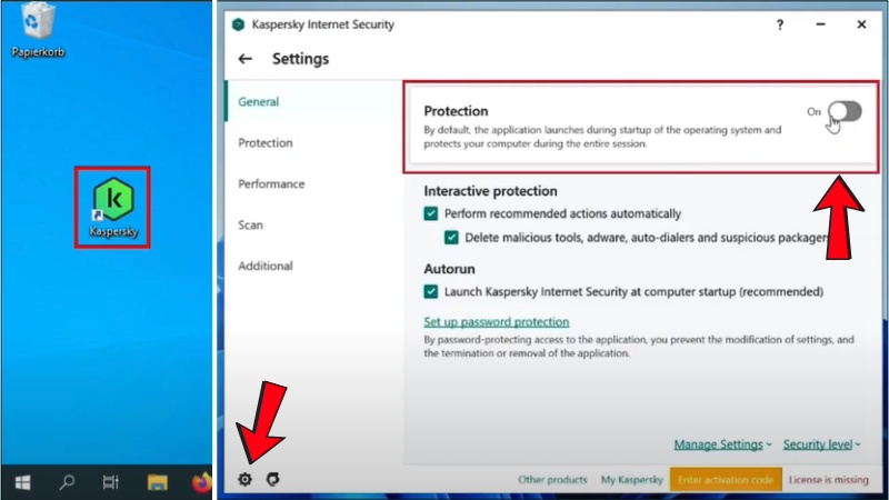 C&aacute;ch tắt Kaspersky tr&ecirc;n m&aacute;y t&iacute;nh trong ứng dụng