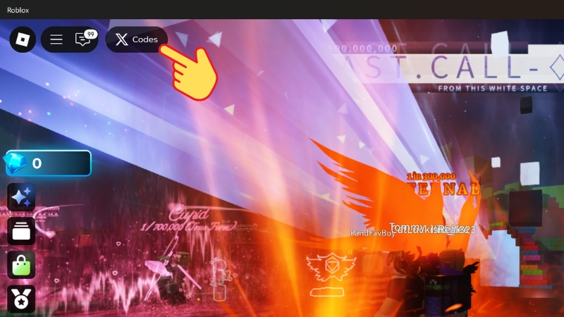 V&agrave;o game Jule&rsquo;s RNG > Chọn Codes