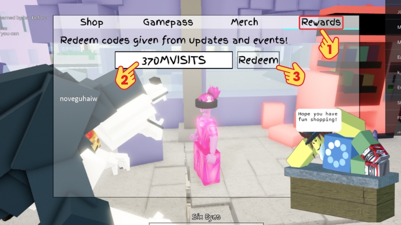 Chọn Rewards > Nhập code > Bấm Redeem để nhận qu&agrave;