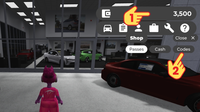 Chọn Shop (biểu tượng giỏ h&agrave;ng) > Chọn Codes