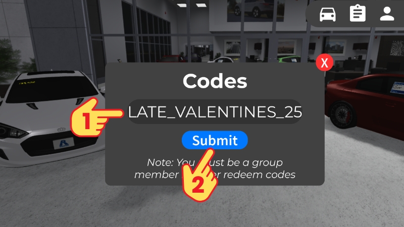 Nhập code > Bấm Submit để nhận qu&agrave;