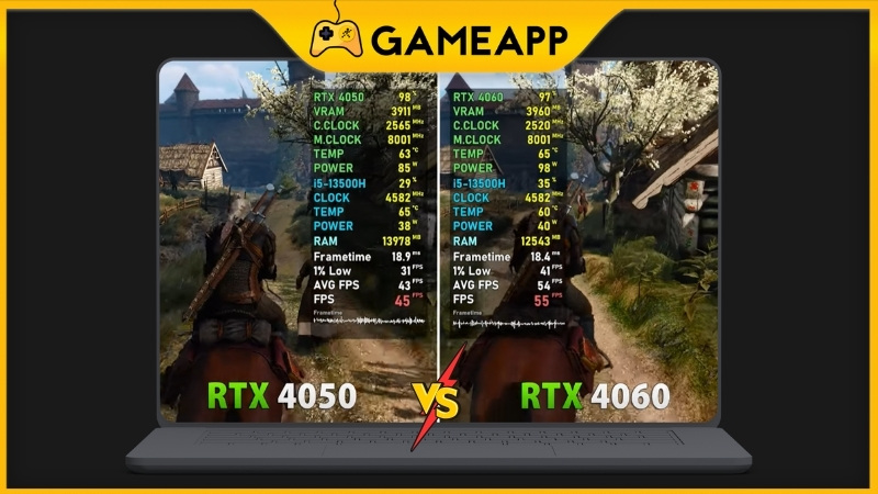 So s&aacute;nh NVIDIA RTX 4050 v&agrave; RTX 4060 tr&ecirc;n laptop 