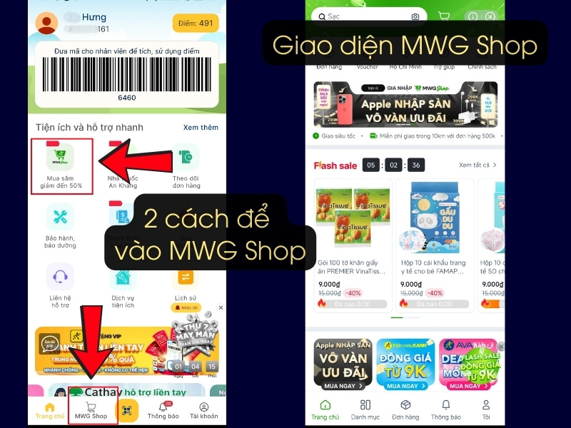 Cách vào MWG Shop trên Quà tặng VIP
