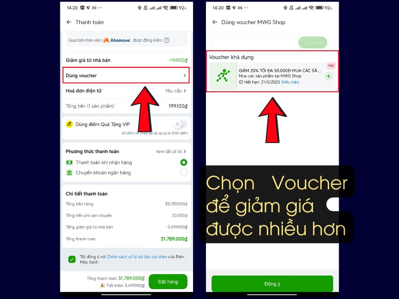 Sử dụng c&aacute;c voucher giảm gi&aacute;