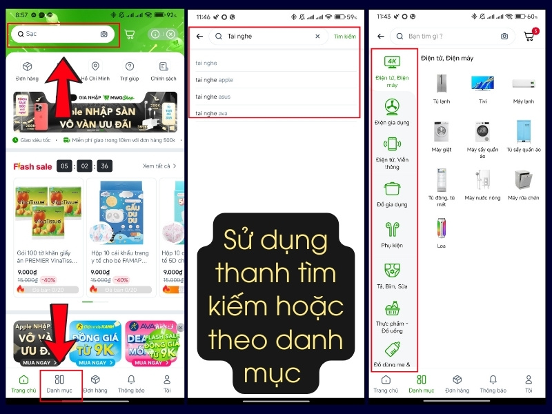Sử dụng thanh t&igrave;m kiếm hoặc theo danh mục&nbsp;
