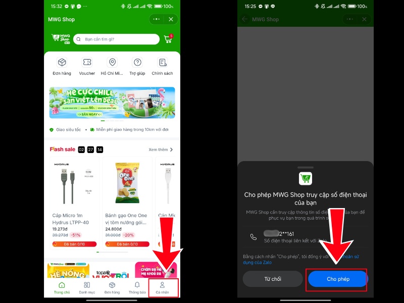 Đăng nhập v&agrave;o ứng dụng