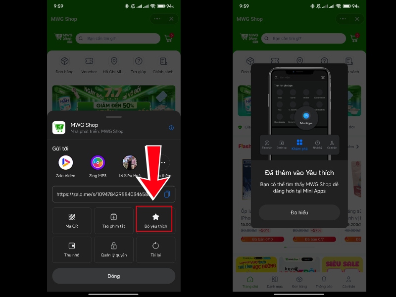 Th&ecirc;m MWG Shop v&agrave;o Y&ecirc;u th&iacute;ch