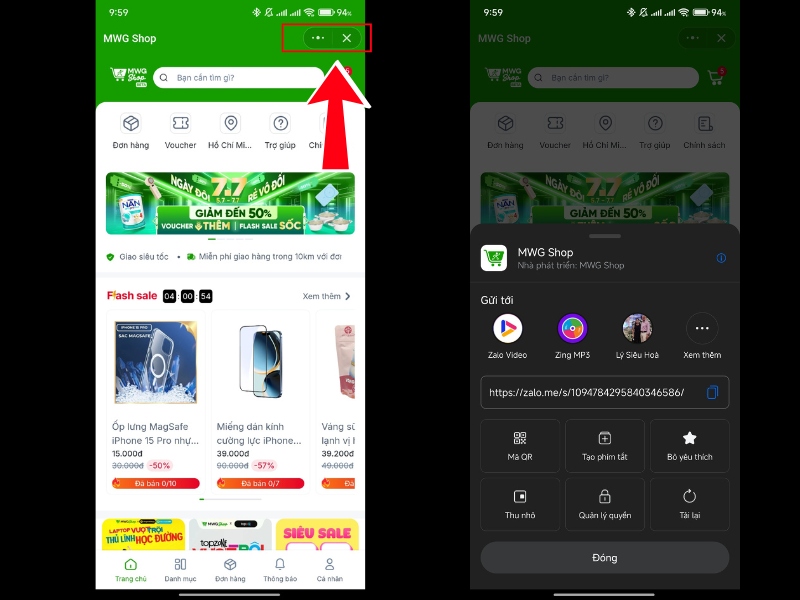 C&aacute;c t&ugrave;y chọn kh&aacute;c ở MWG Shop 