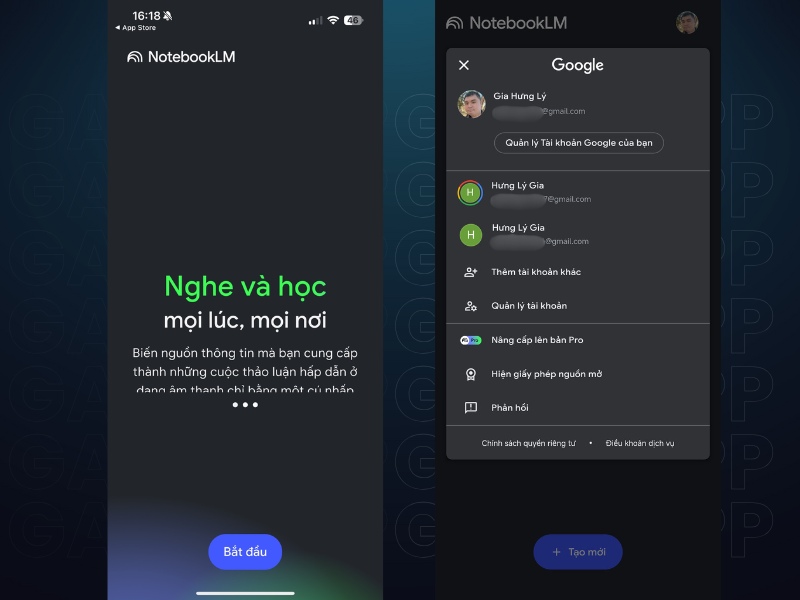  chọn Bắt đầu th&igrave; ứng dụng sẽ tự động đăng nhập bằng t&agrave;i khoản Google (Gmail)