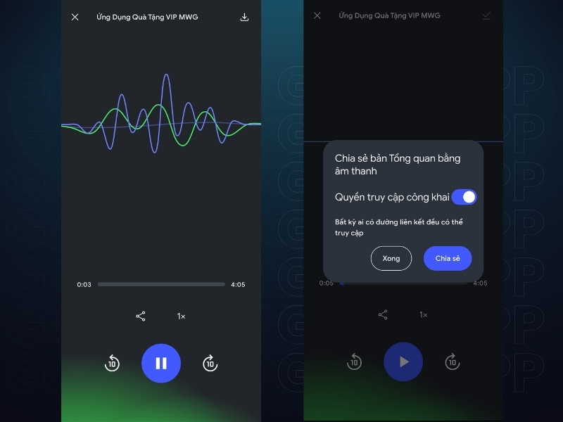 Sau khi đ&atilde; tạo xong th&igrave; bạn c&oacute; thể nghe lại như 1 Podcasts v&agrave; chia sẻ cho mọi người th&ocirc;ng qua đường link