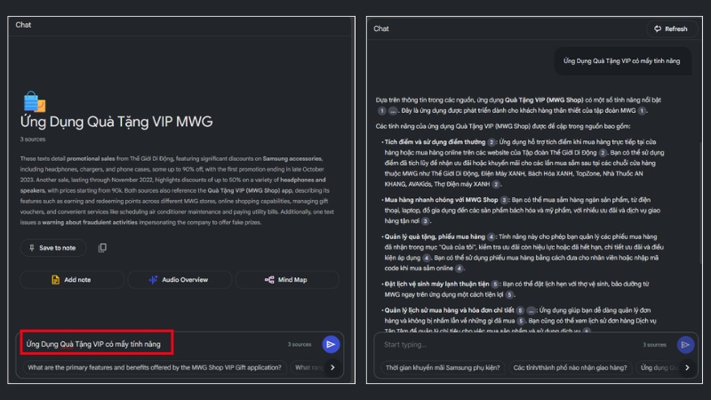 Hỏi đ&aacute;p với Google NotebookLM để tổng hợp th&ocirc;ng tin