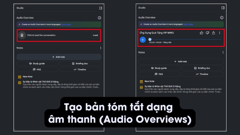 Tạo bản t&oacute;m tắt dạng &acirc;m thanh (Audio Overviews) 
