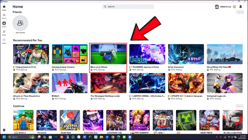 Chọn game tại giao diện chính Chọn game tại giao diện chính