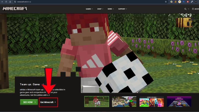 Truy cập trang ch&iacute;nh thức của Minecraft