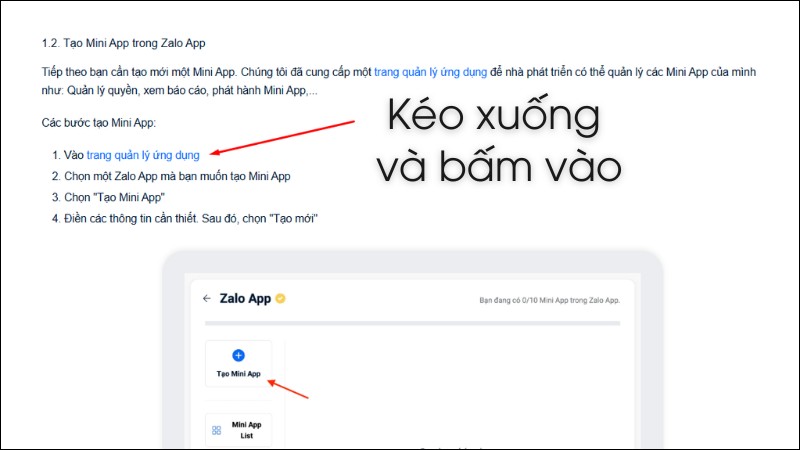 Bấm v&agrave;o Trang quản l&yacute; ứng dụng
