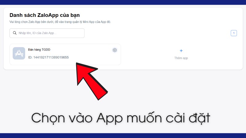Chọn v&agrave;o App muốn c&agrave;i đặt