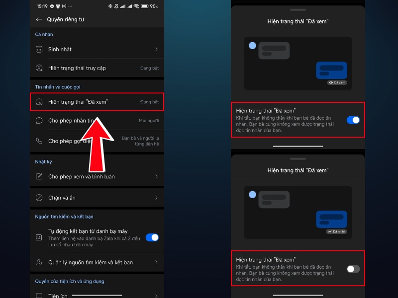 Tại phần Tin nhắn v&agrave; cuộc gọi h&atilde;y chọn v&agrave;o 