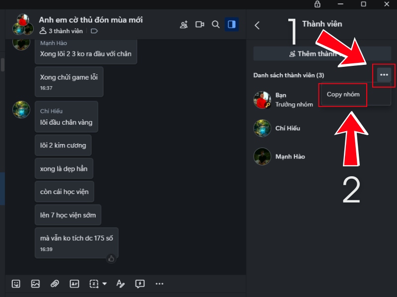 Nhấn v&agrave;o biểu tượng ba dấu gạch ngang hoặc biểu tượng c&agrave;i đặt nh&oacute;m.