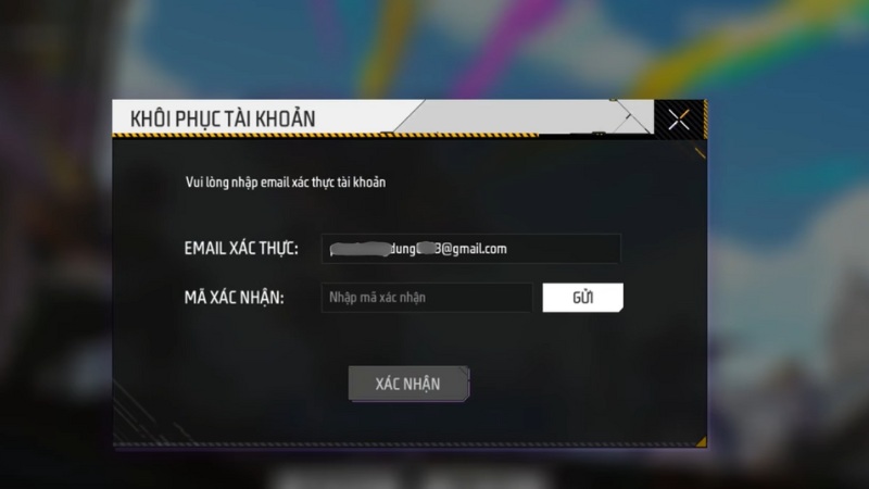 Nhập email kh&ocirc;i phục đ&atilde; li&ecirc;n kết