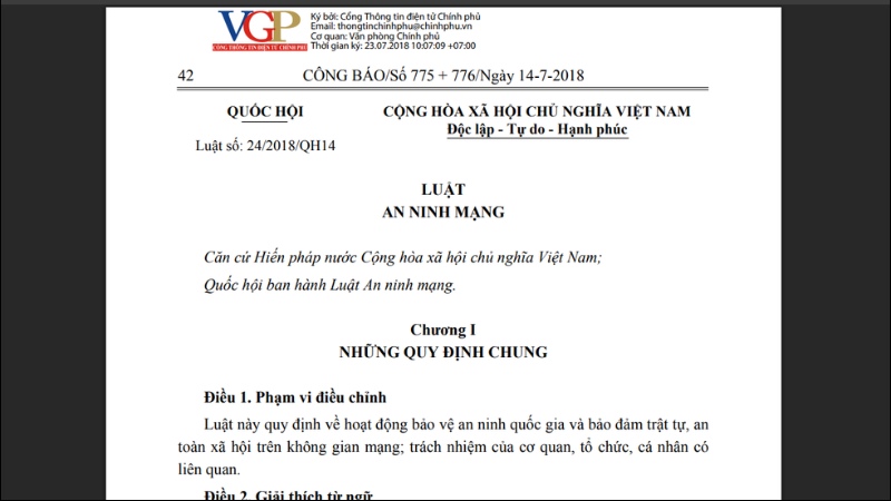 Luật An ninh mạng Việt Nam Luật An ninh mạng Việt Nam