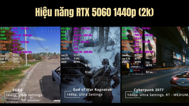 Test game RTX 5060 ở độ phân giải 2K (1440p Ultra) Test game RTX 5060 ở độ phân giải 2K (1440p Ultra)