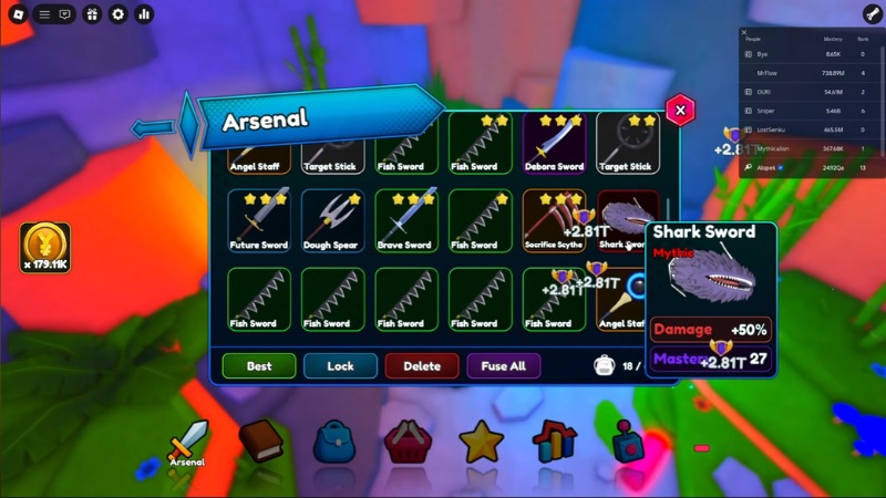 Vũ kh&iacute; trong game Anime Weapons 