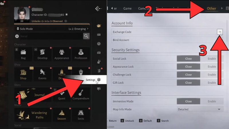 Mở Setting (c&agrave;i đặt) v&agrave; chọn tab Other (kh&aacute;c)