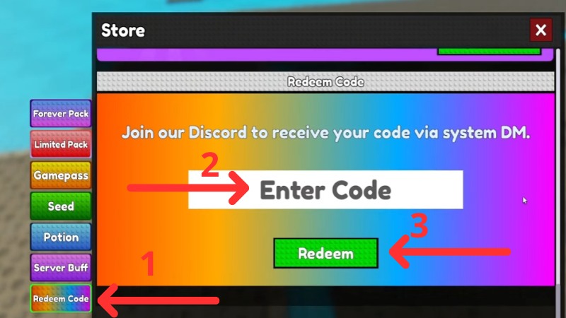 Nhập code v&agrave;o &ocirc; trống v&agrave; chọn Redeem.