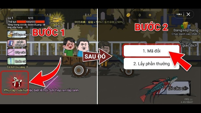 Nhấn vào biểu tượng hộp quà màu đỏ và nhấn Mã đổi Nhấn vào biểu tượng hộp quà màu đỏ và nhấn Mã đổi