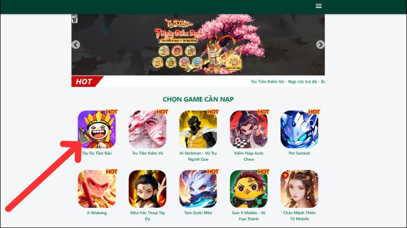 Vào nap.sohagame.vn và chọn game Tây Du Tầm Bảo Vào nap.sohagame.vn và chọn game Tây Du Tầm Bảo