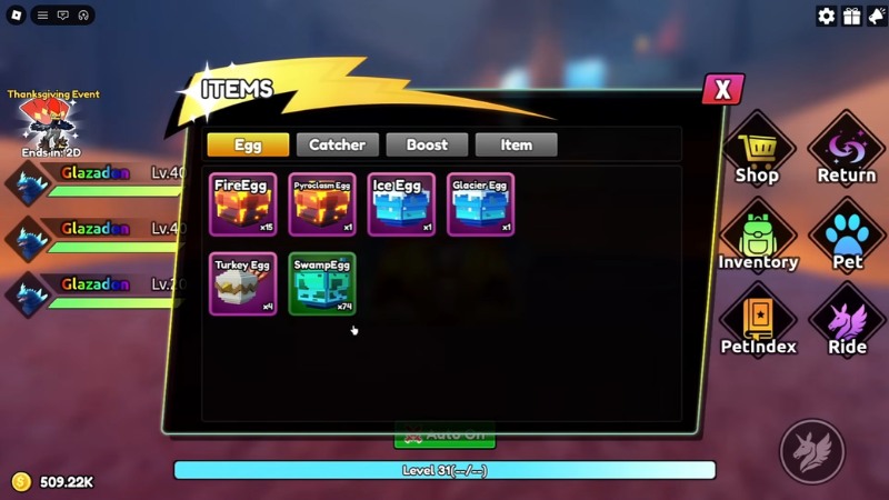 Kết hợp giữa bắt qu&aacute;i vật, mở trứng v&agrave; n&acirc;ng cấp