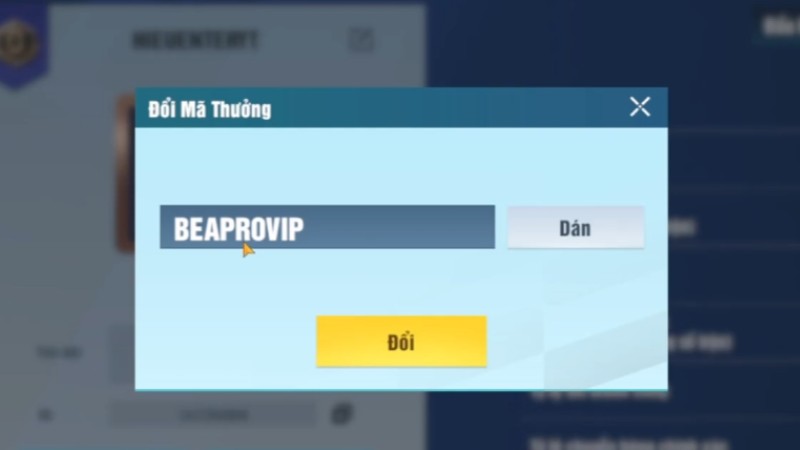 Nhập code Be A Pro Football v&agrave;o &ocirc; trống