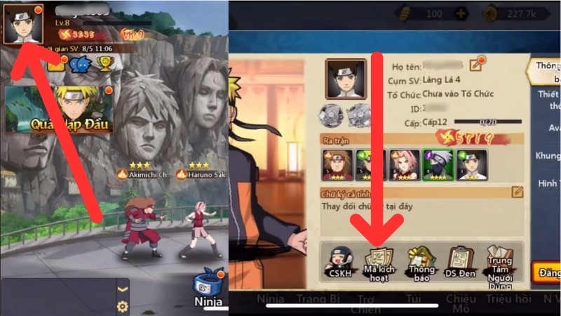 Chọn Avatar của Nh&acirc;n Vật v&agrave; chọn mục 