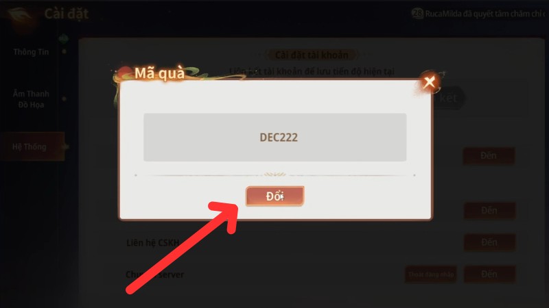Nhập ch&iacute;nh x&aacute;c code Gặp Lại T&acirc;y Du