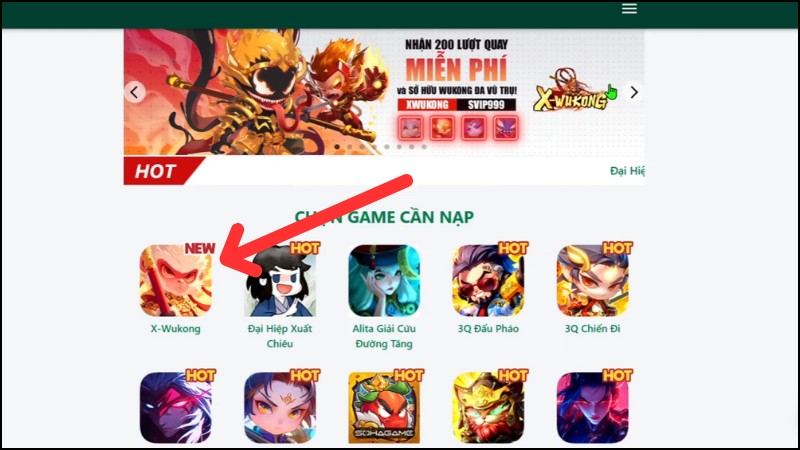 Chọn tr&ograve; chơi X-Wukong trong danh s&aacute;ch game