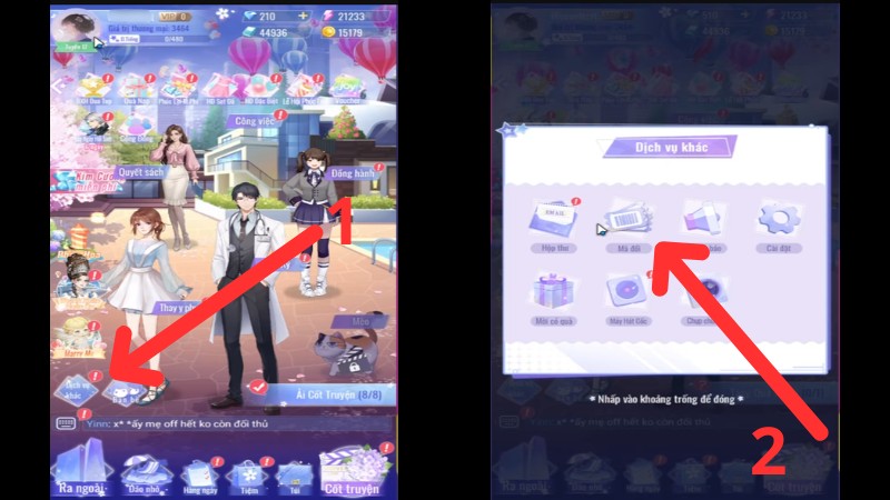 Chọn v&agrave;o biểu tượng Dịch vụ kh&aacute;c, bấm v&agrave;o M&atilde; đổi