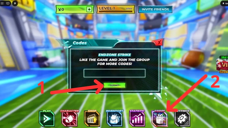 C&aacute;ch nhập code Endzone Strike Roblox