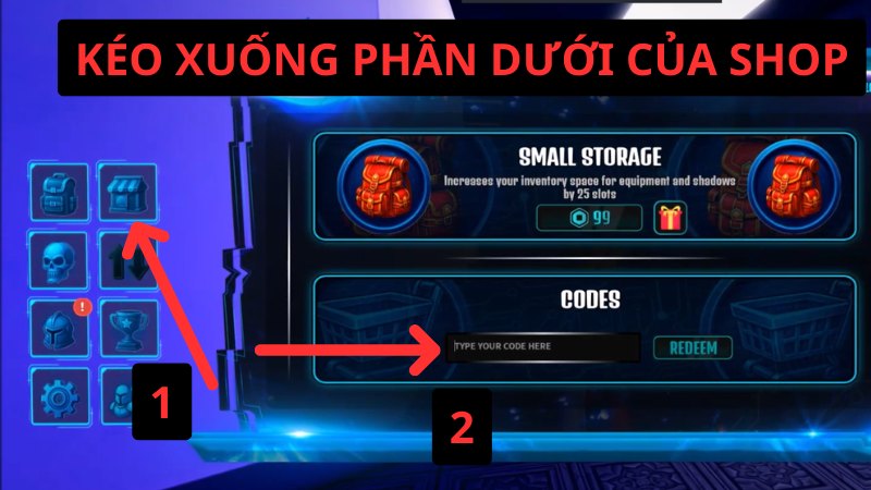 Nhập code đang hoạt động vào ô và nhấn Redeem Nhập code đang hoạt động vào ô và nhấn Redeem