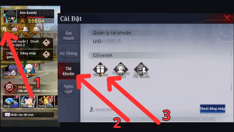 Bấm v&agrave;o biểu tượng C&agrave;i Đặt (Settings) v&agrave; chọn mục T&agrave;i Khoản