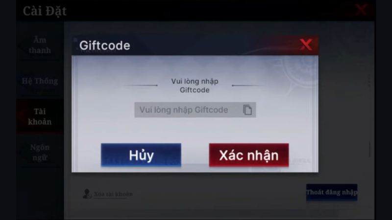 Nhập ch&iacute;nh x&aacute;c m&atilde; code Tokyo Ghoul: Thức Tỉnh v&agrave;o &ocirc; trống