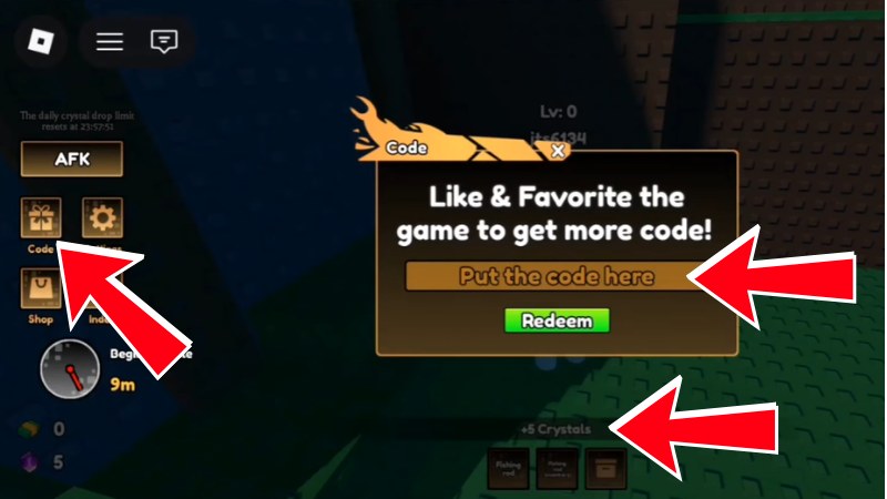 Nhập m&atilde; code Heavyweight Fishing Roblox v&agrave;o &ocirc; trống v&agrave; nhấn x&aacute;c nhận để nhận phần thưởng.