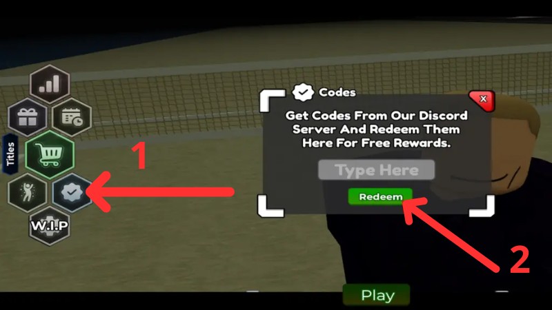 Nhập code Untitled Gym Game v&agrave; nhấn n&uacute;t Redeem