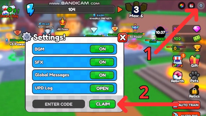 Nhập m&atilde; code Dig Legends v&agrave;o &ocirc; trống xuất hiện, sau đ&oacute; nhấn Claim để nhận phần thưởng.